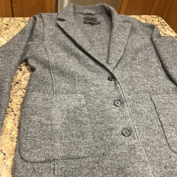 J. Crew Italian Boiled Wool long coat grey women’s size 12 - 100% wool - Picture 4 of 13